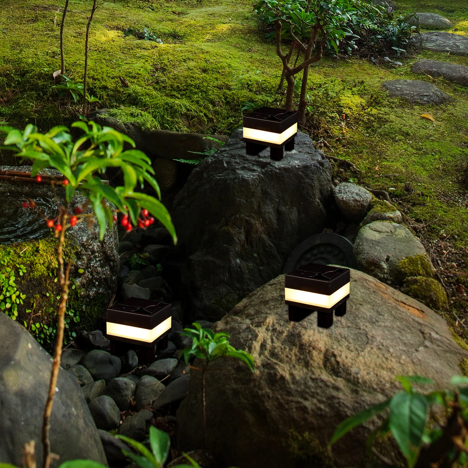 

Solar Post Lamp Fence Lights Waterproof Wall Outdoor Lighting Coulmn Lamps Round Pillar