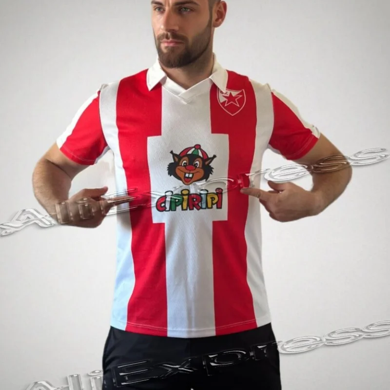 

FK Crvena Zvezda Dres Футбольный трикотаж Cipiripi Red Star Belgrade Serbia Ретро рубашка поло уличная впитывающая пот быстросохнущая