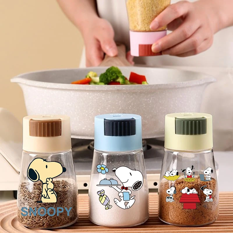 

Snoopys Kitchen Seasoning Bottle Kitchen Salt and Pepper Shakers Precise Quantitative Push Type Seasoning Bottle Tool Party Gift