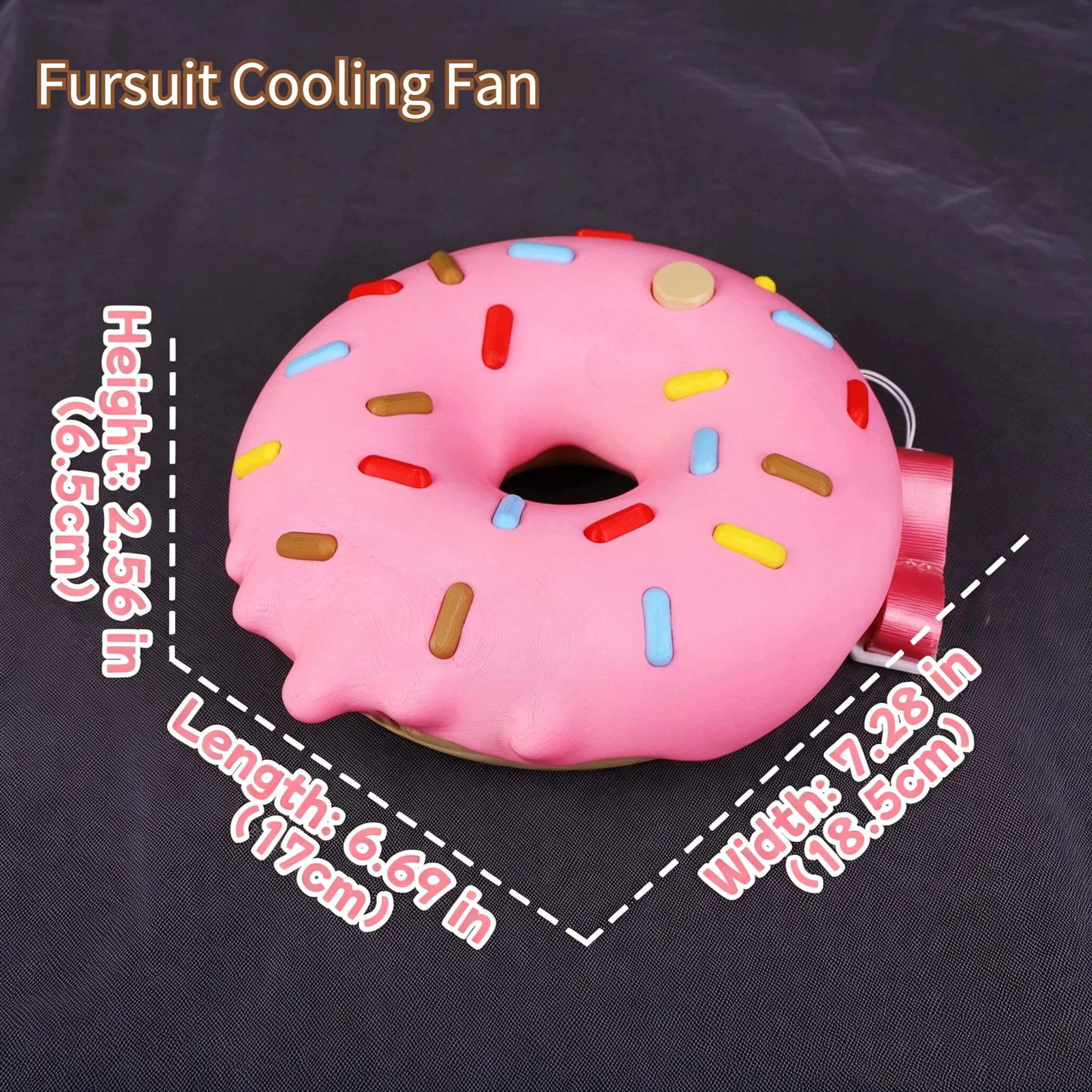Rechargeable Wearable Neck Cooling Fan Pink, Donut‑Shaped Mini Ventilation Fan for Fursuit Head Shell Furry Cosplay Comic Show