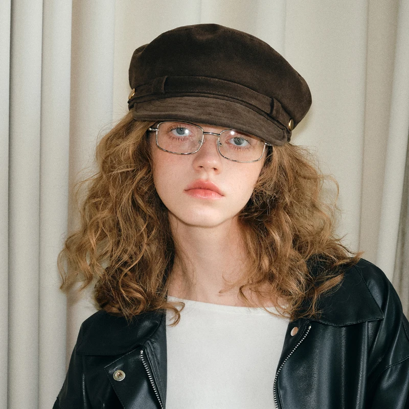 New Suede Literary Newsboy Hats for Women Autumn and Winter Travel Versatile Casual Retro Soft Brim Octagonal Berets Cap