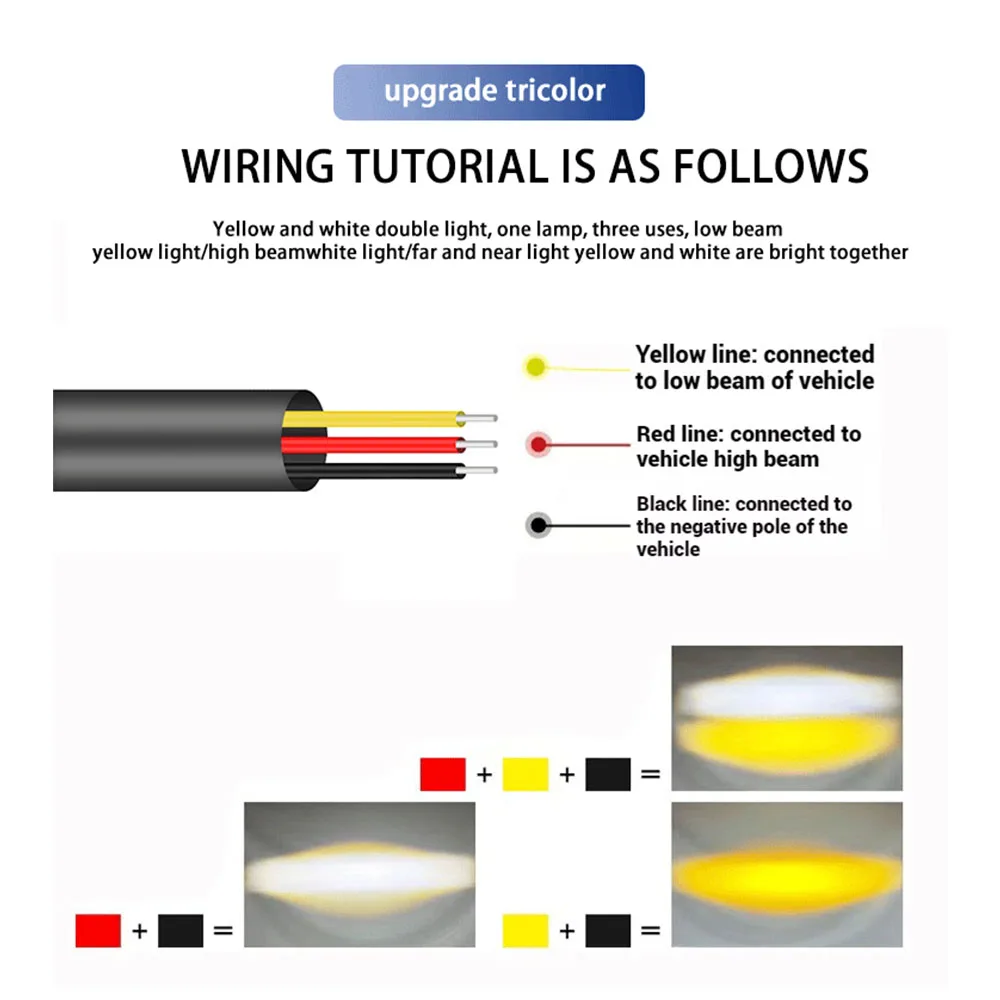Motorcycle LED Light Spotlight Headlight Lens Motorcycle Driving Lights Spot Lamp Yellow White High Low Beam Moto Running Light view 5
