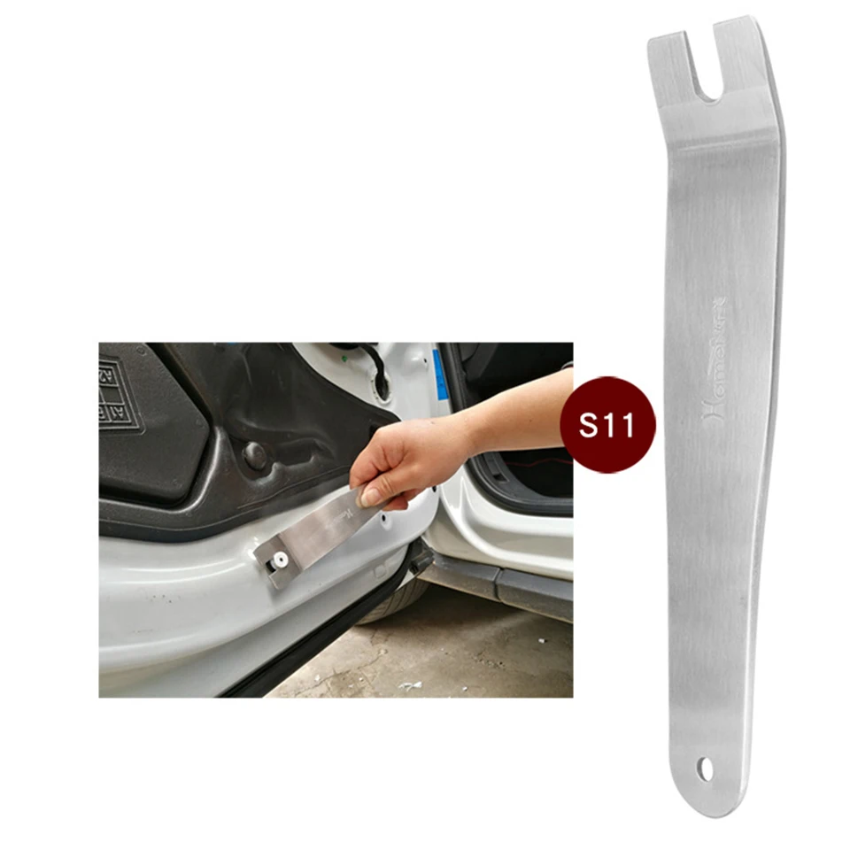 

Stainless Steel Quality Car Trim Removal Tool Auto Door Panel Dash Audio Radio Dashboard Molding Fastener Removal Tools S11