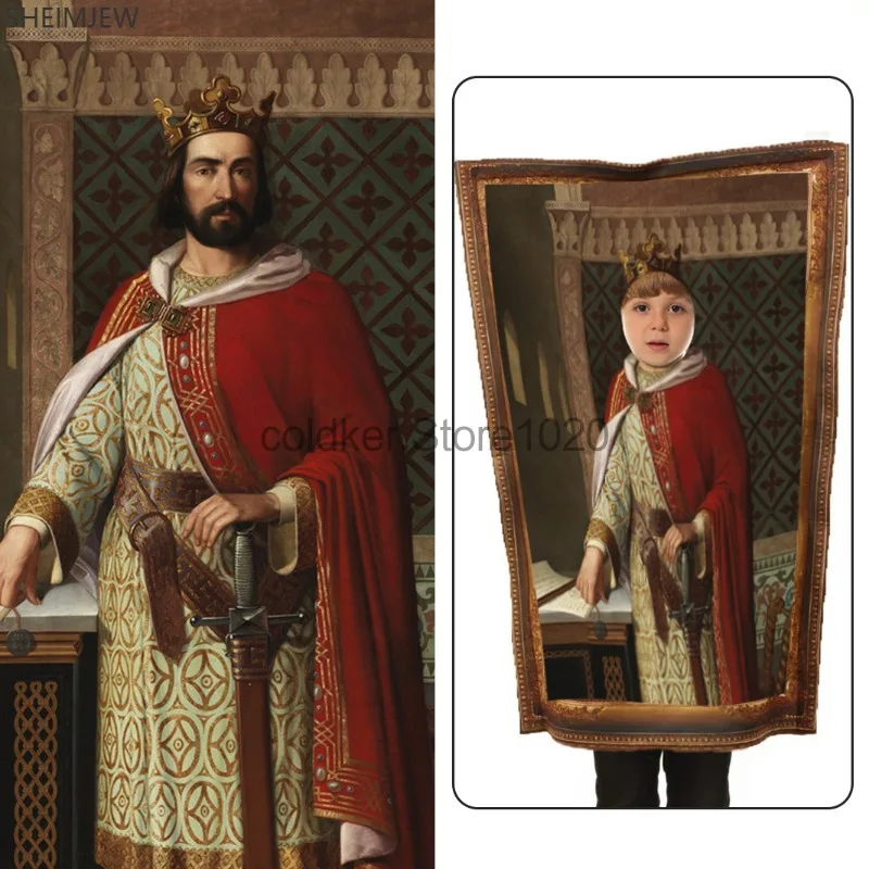 2024 Adult Kids Halloween Costume Queen Victoria Mona Lisa Famous Painting Fancy Dress Up Children Carnival Party Sponge Outfits