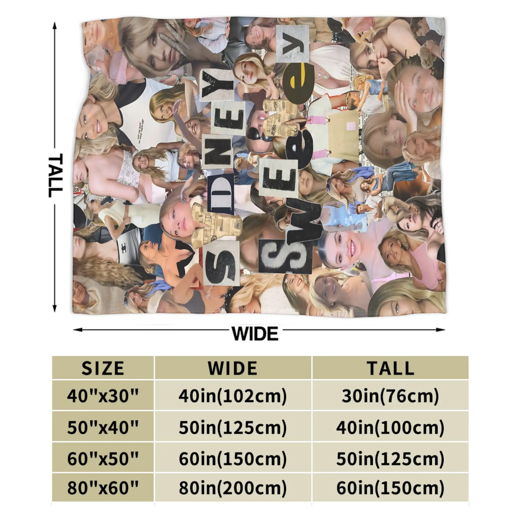 سيدني سويني الممثلة الأمريكية صورة نمط بطانية جودة دافئة لينة رمي بطانية الشتاء السفر مكتب المفرش في الهواء الطلق