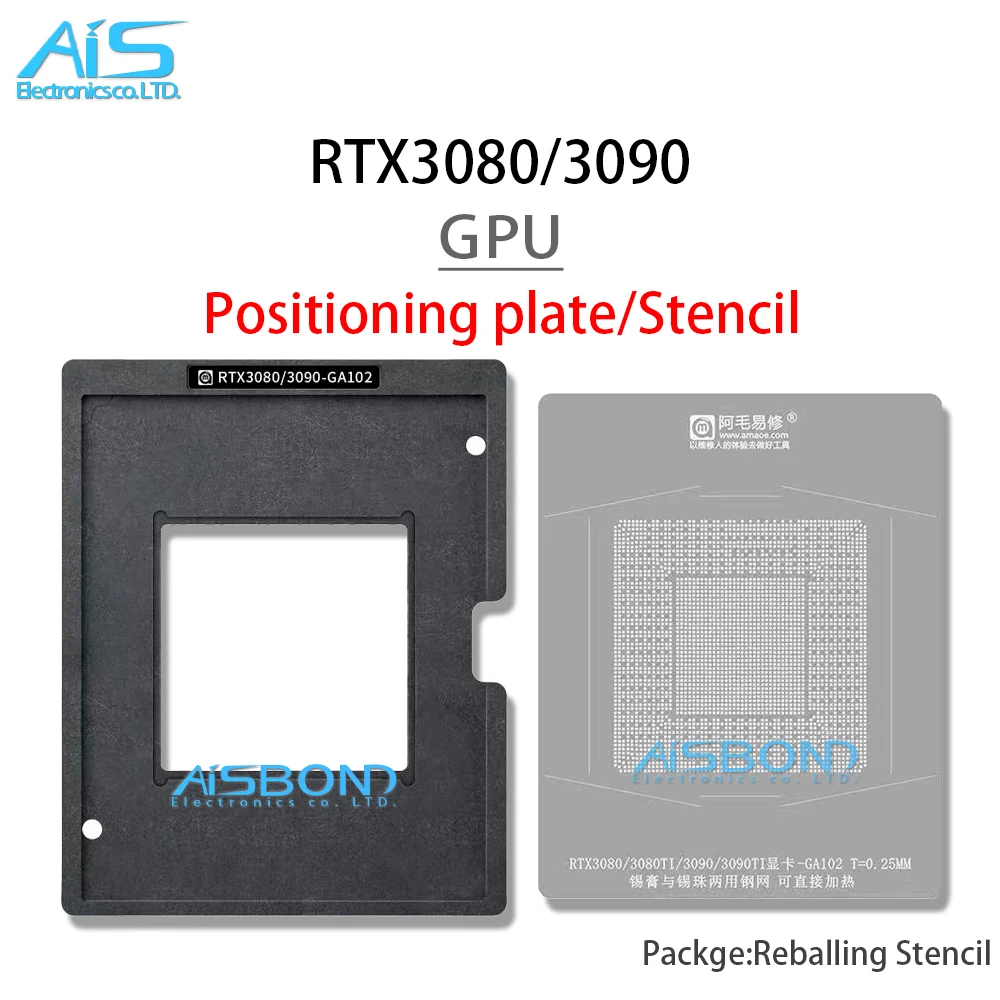 BGA GPU Reballing Stencil Template Station For RTX3080 RTX3080TI RTX3090 RTX3090Ti  Positioning Plate Plant tin net Steel mesh