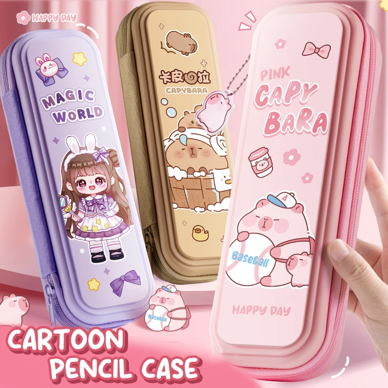 

Cartoon Cute Capybara Astronaut Pencil Case Creative Weight-reducing Waterproof Large Capacity Stationery Storage Box Gifts