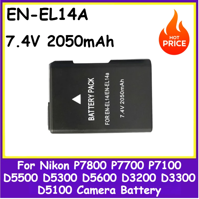 

New Replacement Camera Battery EN-EL14A EL14 7.4V 2050mAh For Nikon P7800 P7700 P7100 D5500 D5300 D5600 D3200 D3300 D5100