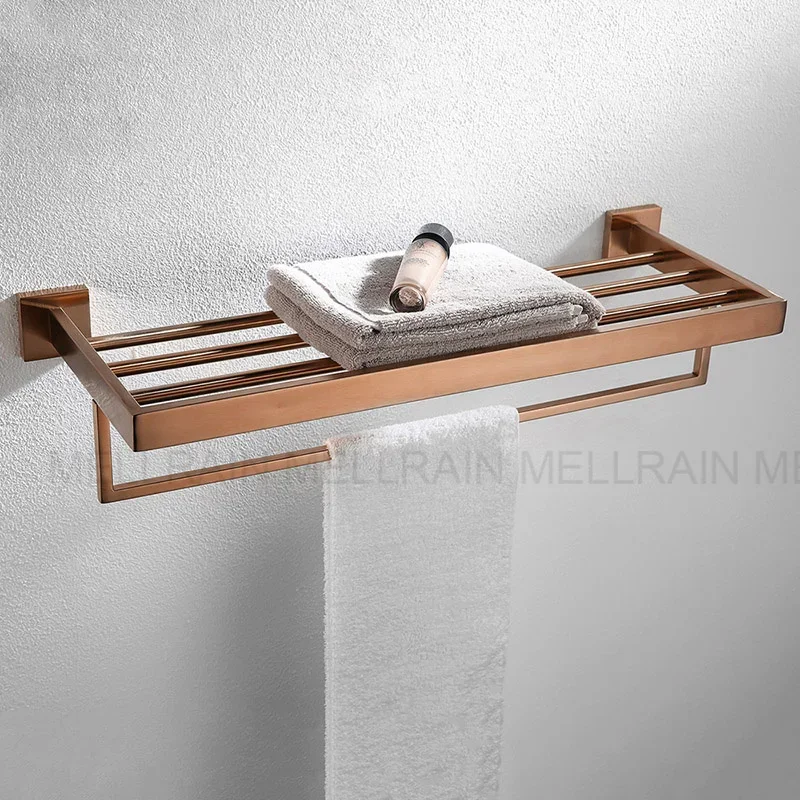 Brushed Rose Gold Towel Rack, Robe Hook,Bathroom Hardware Accessories