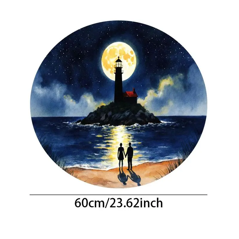 

1 piece of romantic lighthouse night scene area rug, non-slip backing, high-definition print, perfect for living room or bedroom