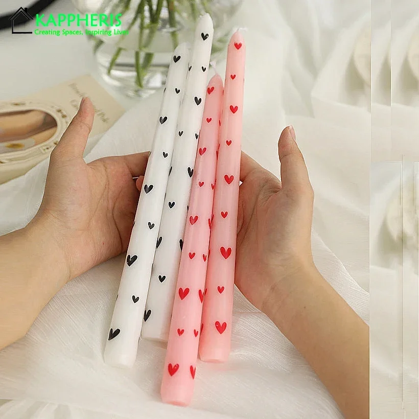 7.5Inch Unscented Taper Candles Romantic Hand Painted Long Candle for Dinner Table Elegant Home Decorative Candles