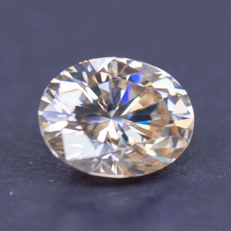 Moissanite Oval Shape Tea Yellow Primary Color Top Quality for DIY Jewelry Making Necklace Rings Materials with GRA Certificate