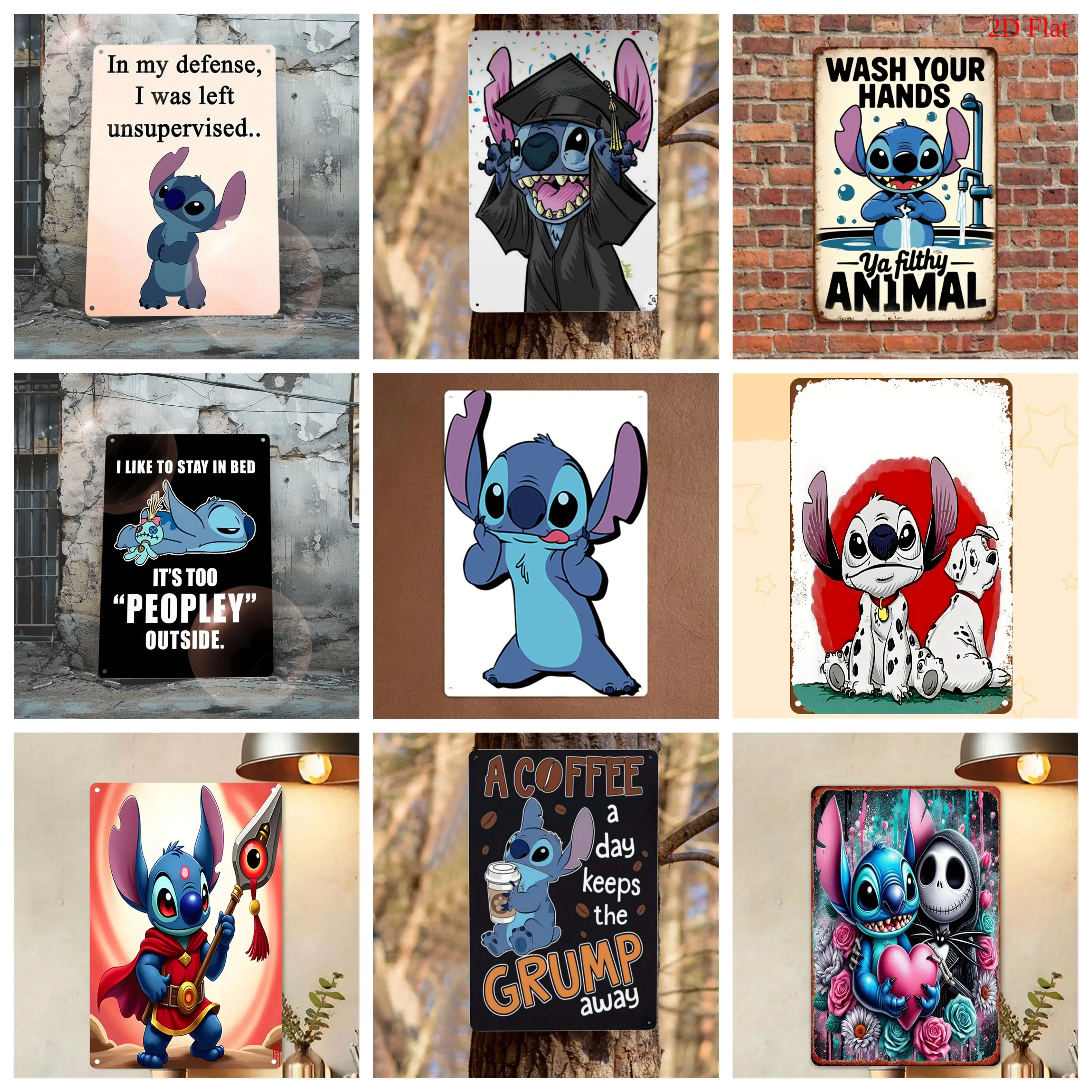 

Miniso Stitch Funny & Wacky Collection Retro Vintage Tin Sign Poster Decorative Plaque Metal Plate Wall Decor