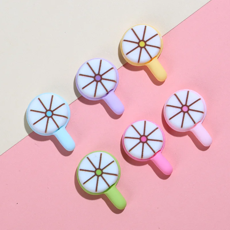 20Pcs New Cute Mini Fan Flat Back Resin Cabochons Scrapbooking DIY Jewelry Craft Decoration Accessories 22mm Resin Slime Charms