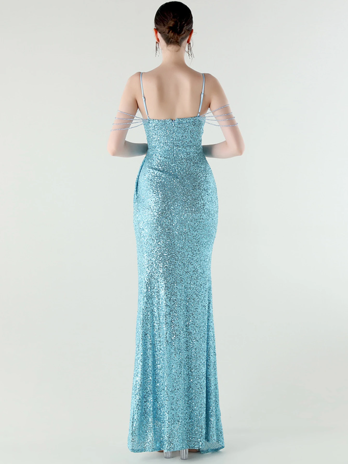 Sexy backless slip sequin summer dress women elegant birthday party dresses 2025 woman luxury prom long evening dresses vestidos