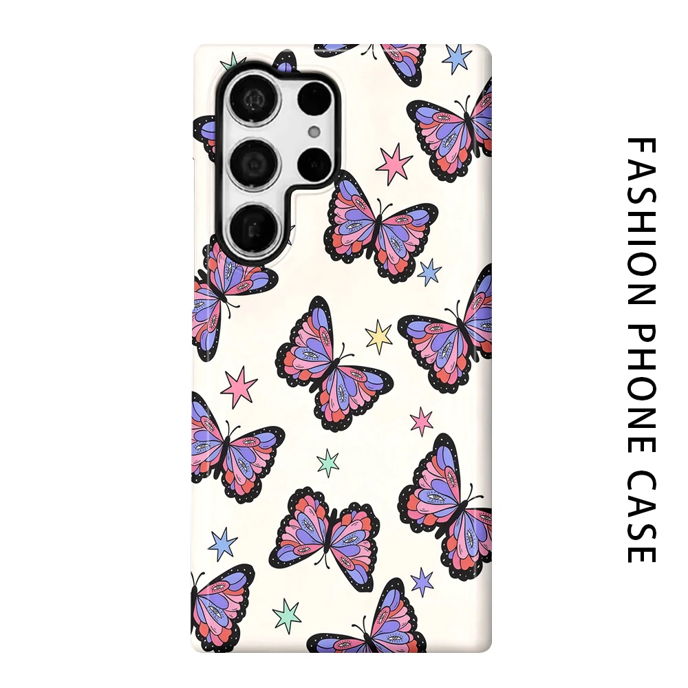 Psychedelic Butterflies Phone Case for For Samsung Galaxy S26 S25 S24 S23 S20 FE A56 A36 Ultra Glossy HD Hard Cover Film Shell