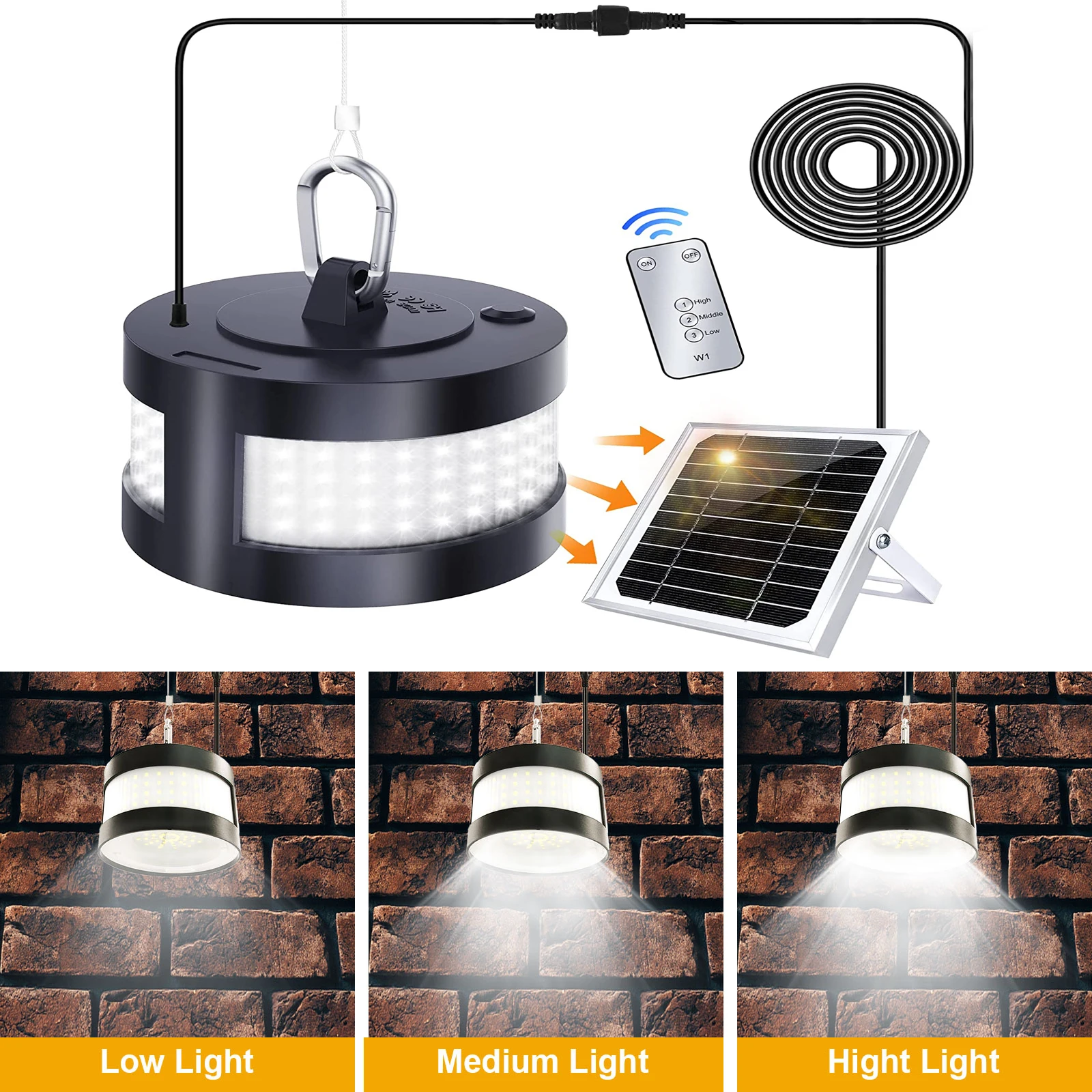 160 LED Solar Light Waterproof Dusk to Dawn Powered Patio Split Pendant for Garden Garage Sensor Solar Security Flood Lights