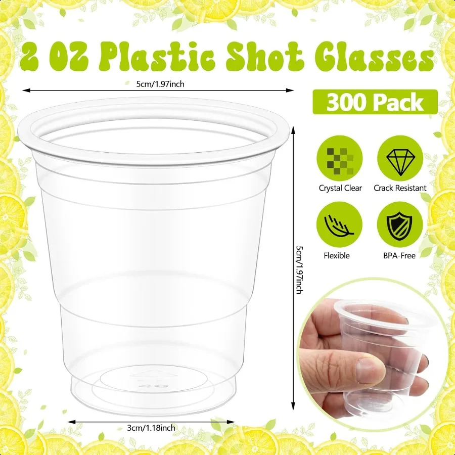 300 حزمة 2 أوقية نظارات طلقة بلاستيكية نظارات لقطة للاستعمال مرة واحدة أكواب صغيرة لحفلات الزفاف عطلة 2 أوقية أكواب النار للبيرة الفودك