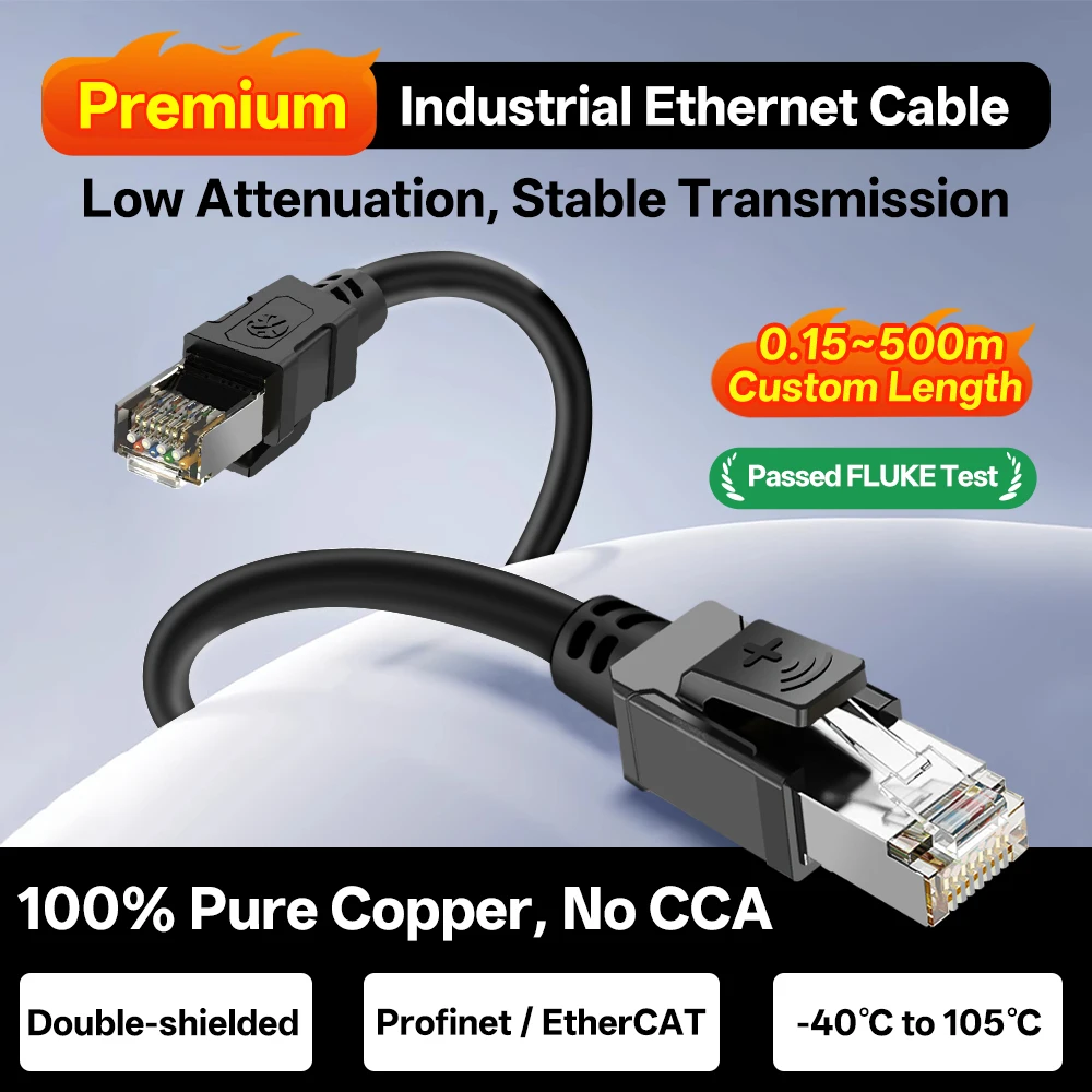 Industrial Ethernet Cable Short Cat6a SFTP Nylon RJ45 10Gbps Rated Oil-Resistant Railway Factory Automation for Siemens Omron