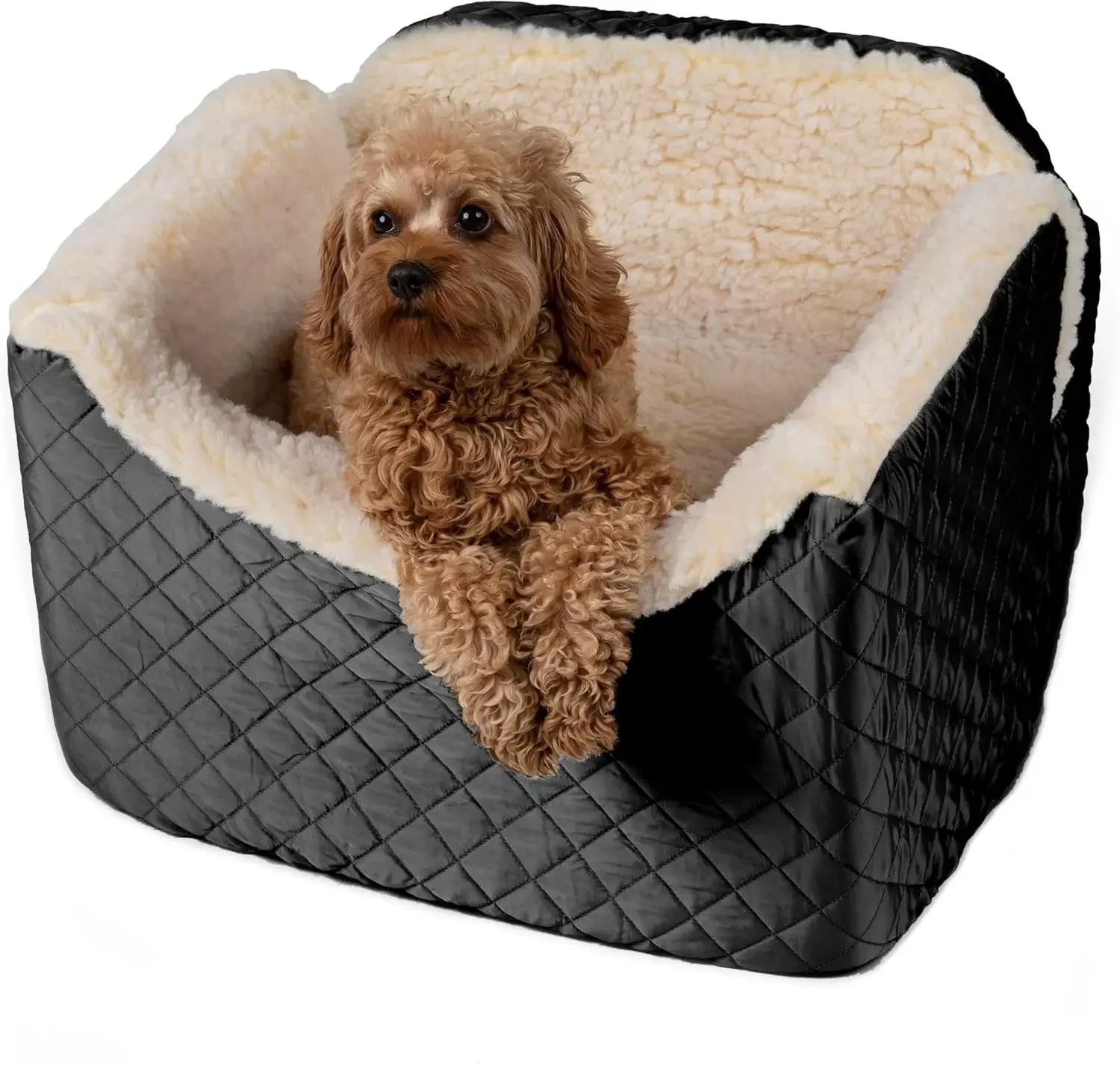 Dog Car Seat, Lookout I Dog Booster Car Seat for Small Dogs Under 25lbs, Size: Medium, Fabric: Black Quilted, Pet Car Seat