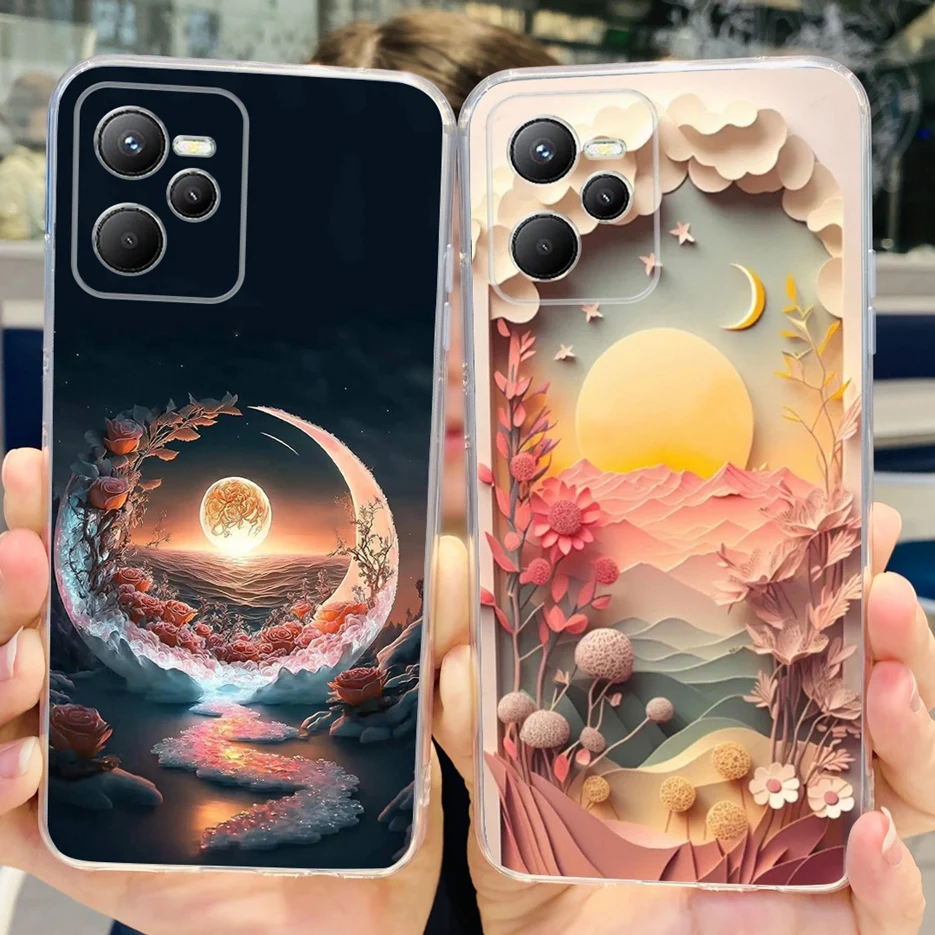 For Realme C35 Case RMX3511 Stylish Painted Cover Clear Silicone Soft Slim Phone Case For Realme C35 C 35 RealmeC35 Fundas Shell