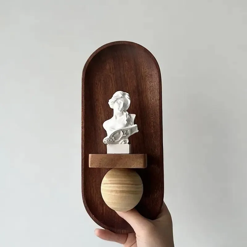 Vintage Solid Wood Oval Carved Wall Hanging Decor Reusable Pendant for Festival Wedding Home Decoration