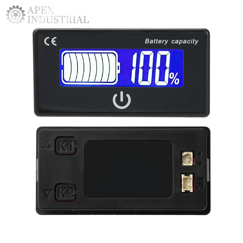 

DC 8-100V Digital Voltmeter Li-ion Lifepo4 Lead Acid Battery Capacity Indicator Voltage/Power/Temperature Alarm