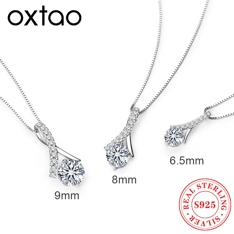 

OXTAO 1CT 2CT 3CT Infinity Pendant Necklaces White Moissanite Necklaces Fine Jewelry Gifts for Women Sterling 925 Silver