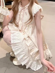 Minivestidos Kawaii de Lolita para mujer, vestido japonés dulce y bonito con mangas voladoras, vestido de fiesta de hadas fruncido de estilo coreano para mujer