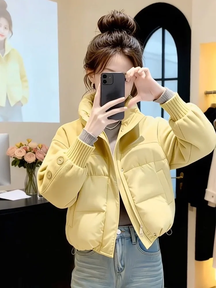 

Модная женская зимняя куртка из утолщенного хлопка в стиле пэчворк, новинка 2025 года, с воротником-стойкой, высококачественная универсальная хлопковая одежда