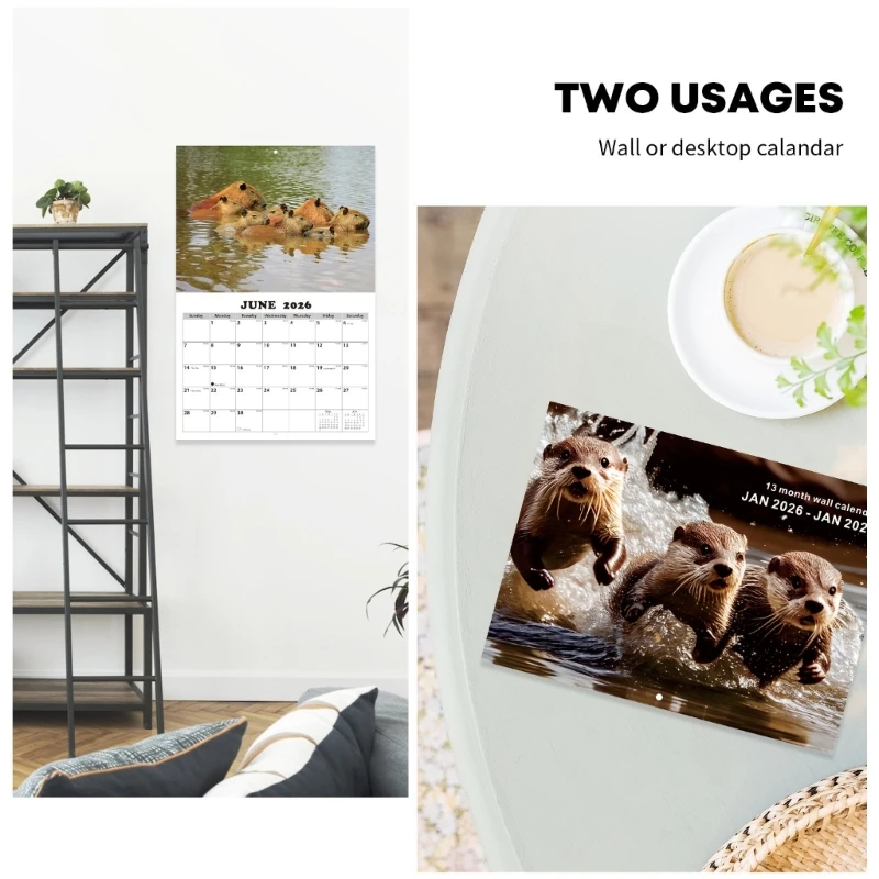 Animal Theme Calendar 2026 Wall Hanging Monthly Calendar 13 Month from Jan 2026 to Jan 2027 for Daily Scheduling best sale