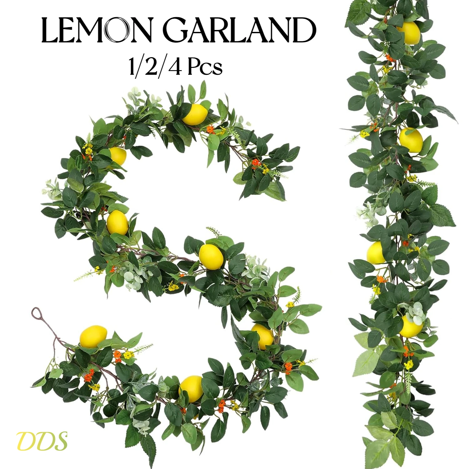 

1/2Pcs 6Ft Artificial Lemon Garland Spring Fruit Vine Garland Greenery Eucalyptus Leaves Wreath Wall Table Decor Wedding Party