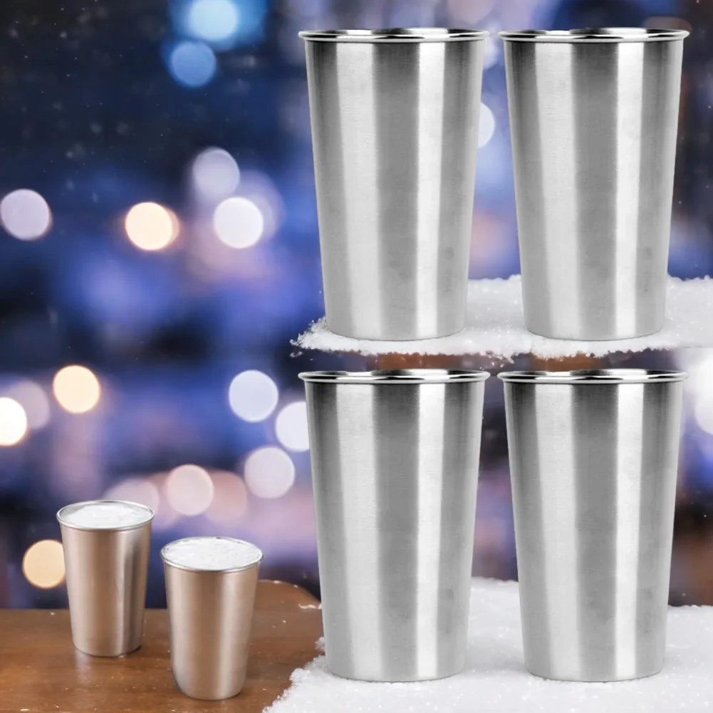 350 500ML Stainless Steel Cups with Juice Beer Glass Portion Cups 16oz Tumbler Pint Metal Kitchen Drinking Mug Bar Supply 1-5Pcs