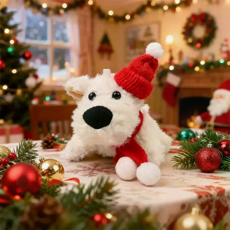 1 pz seduto delle Highlands occidentali cucciolo giocattolo lungo peluche carino cane bianco ciondolo piccoli animali domestici bambole regalo di Natale per bambini