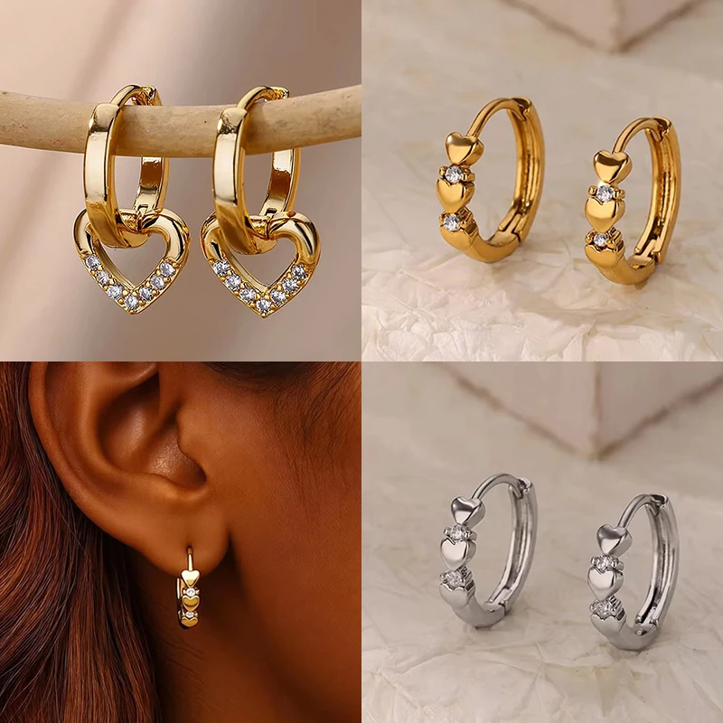 Winzige Herz Ohrringe für Frauen Gold Farbe Edelstahl Herz Ohrring Wasserdicht Hochzeit Weihnachten Schmuck Geschenk aretes