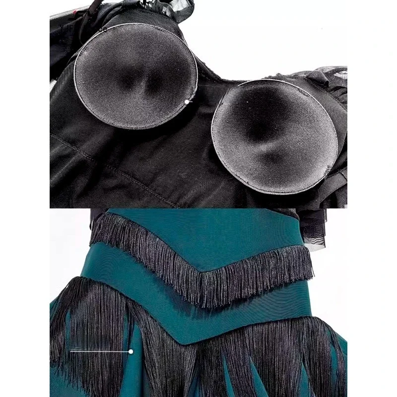 Kleid für Damen, lateinamerikanisches Tanzkleid, Sommer-Mesh-Träger, Fischgräten-Halbrock, nationaler Standard, Übungstanzkleid