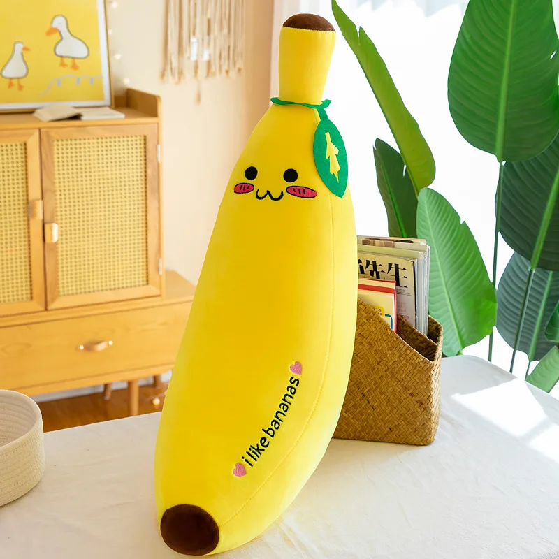 Peluche Kawaii bambola di pezza carino banana cartone animato espressione cuscino divertente regalo di compleanno per bambini morbido peluche coccoloso per bambini