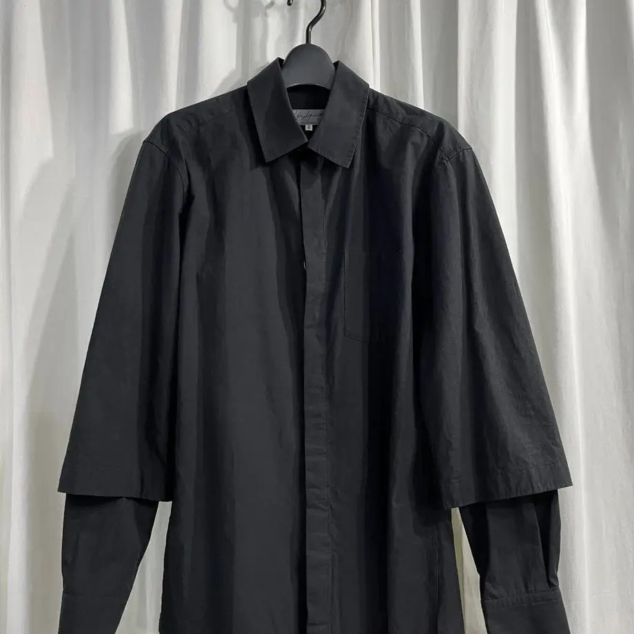 

TOP-YAMAMOTO ® Minimalist design men's long-sleeved shirt black niche trendy lapel jacket