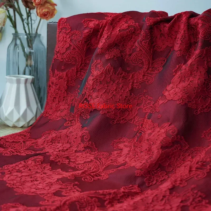 1 meter Retro Court Style Embossed Flower Brocade Jacquard Fabric Formal Dress Fluffy Skirt Decorative Sewing Fabric
