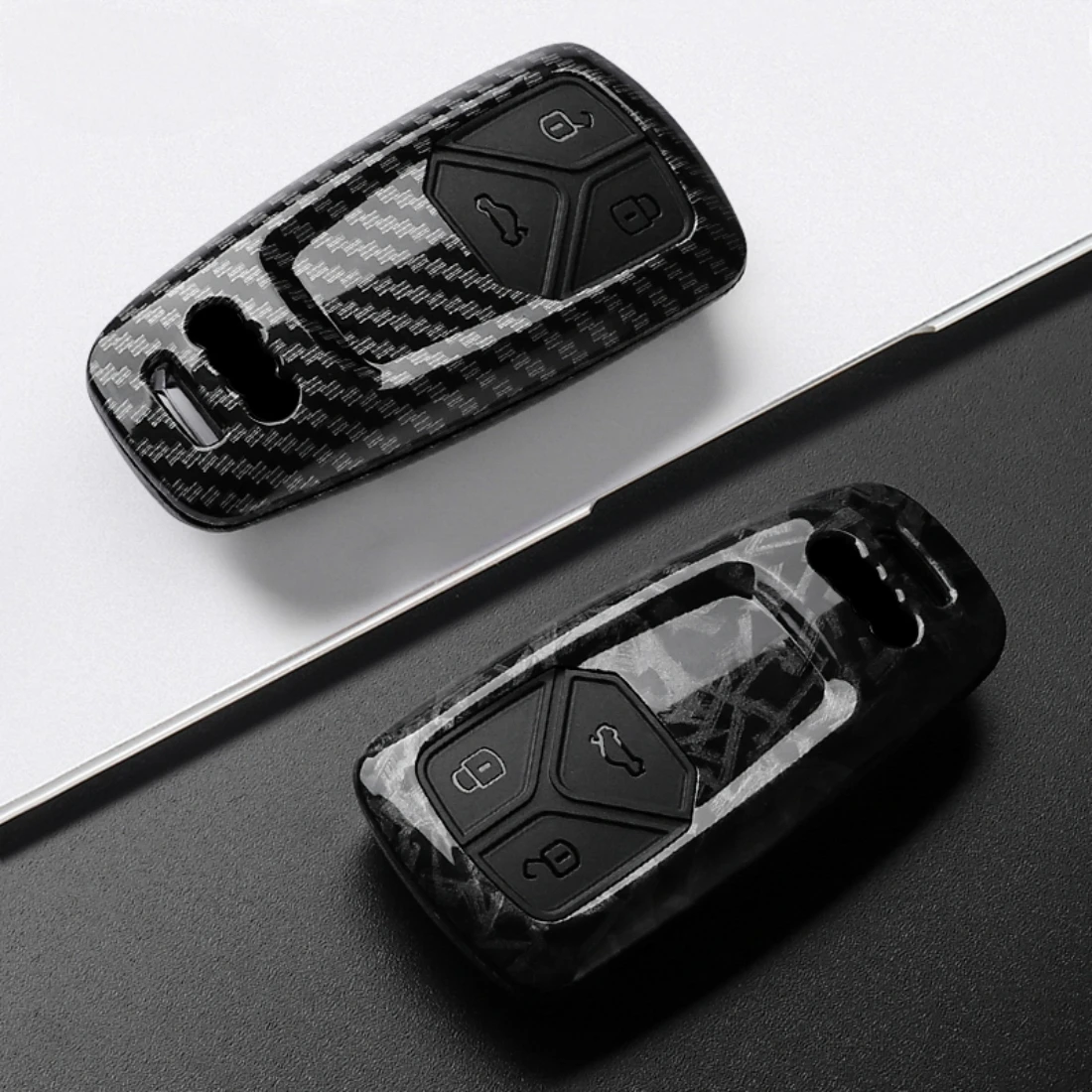 ABS Carbon Fiber Car Key Case Cover For Audi A4 B9 A5 A6 8S 8W Q5 Q7 4M S4 S5 S7 TT TTS TFSI RS Protector Shell Fob Accessories