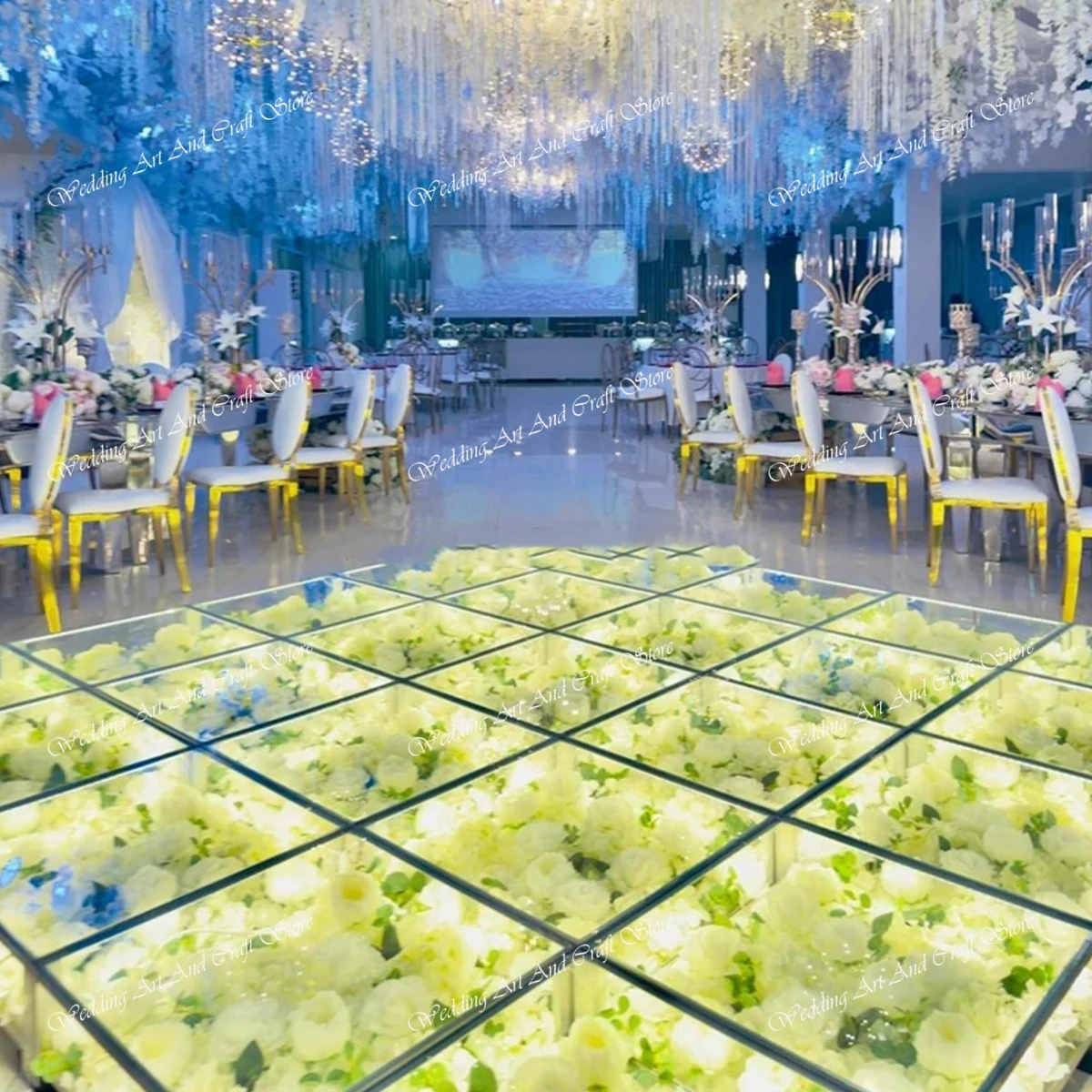 10pcs）Weding Decor Party Dance Floor Stage Square Tempered not  Glass Stage Platform Led Transparent Plexiglass not Glass Stage