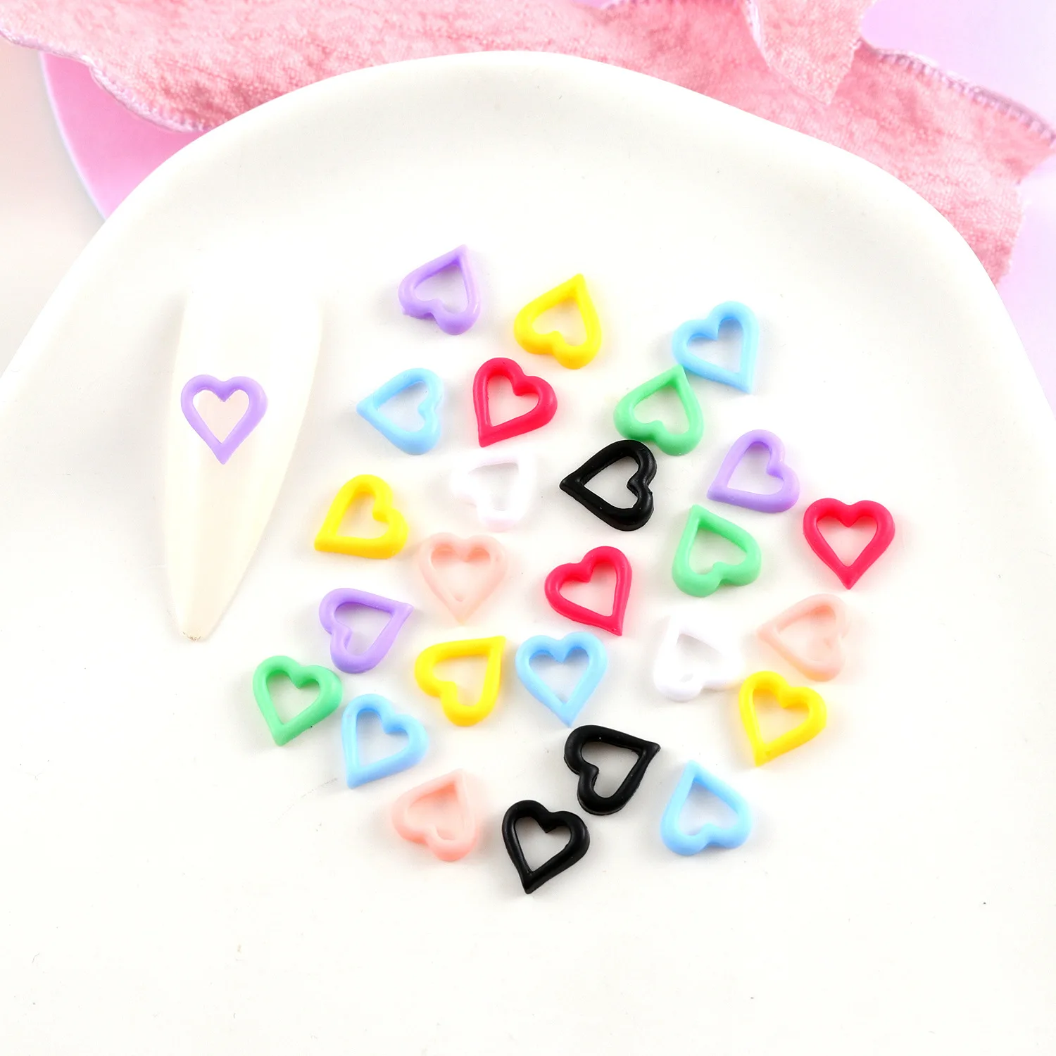 50 قطعة نجوم الجوف القلب مسمار الفن سحر الدوبامين مختلط اللون رسومات أظافر اكسسوارات ثلاثية الأبعاد الراين مجوهرات مانيكير اكسسوارات