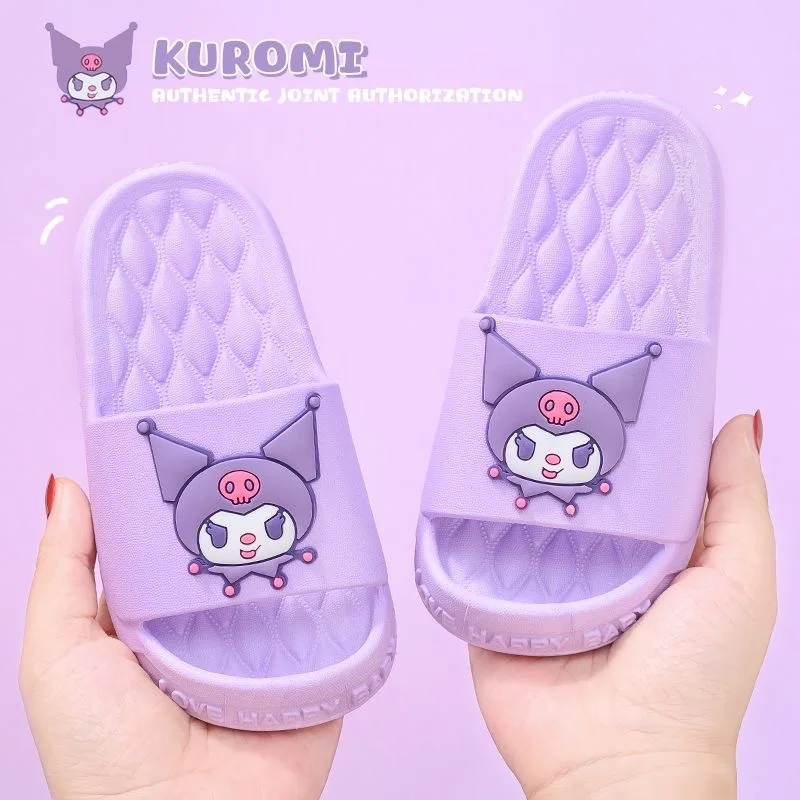 Zapatillas Kuromi para niña, princesa, interior, bonito dibujo animado, Cinnamoroll, baño, antideslizante, fondo suave, zapatillas frescas para niña pequeña