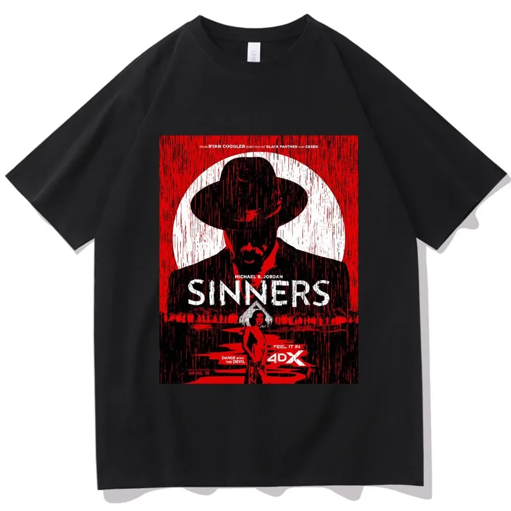 

Футболка с экшн-фильмом Sinners 2025 Harajuku, повседневная рубашка с круглым вырезом, подарок