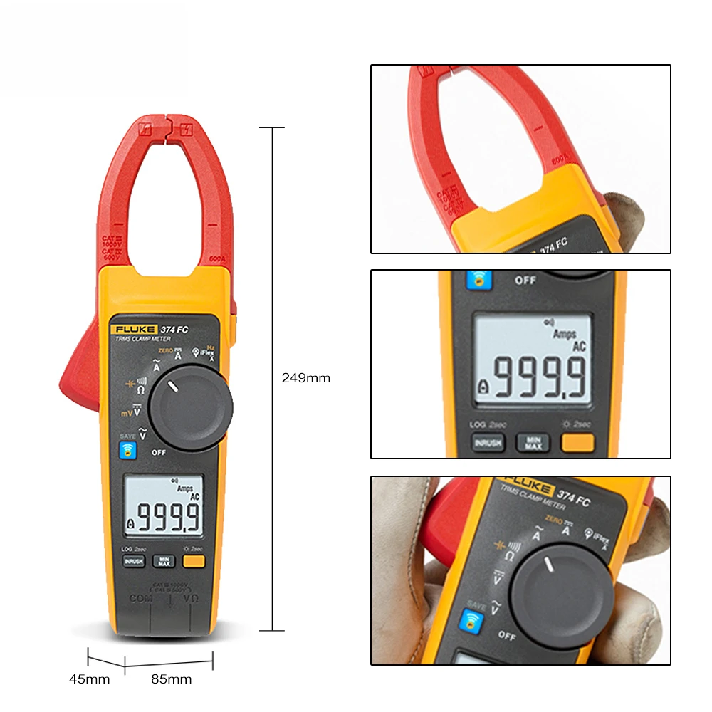 Fluke 374 FC True-RMS Clamp Meters AC/DC Voltage Resistance Capacitance Clamp Meter