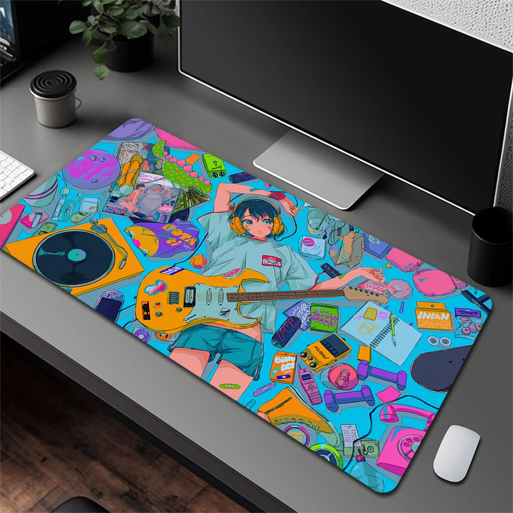 Large Rubber Mouse Mat XXL Office Non-Slip Computer Mouse Pad Gamer Mousepad Kawaii Anime Girls HD Print Table Mat Keyboard Pad