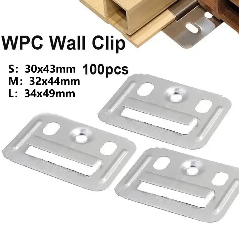 New 100Pcs WPC Wall Panel Clips Metal Clip For Wpc Wall And Ceiling Fluted Cladding Clip Only Indoor And Outdoor Various