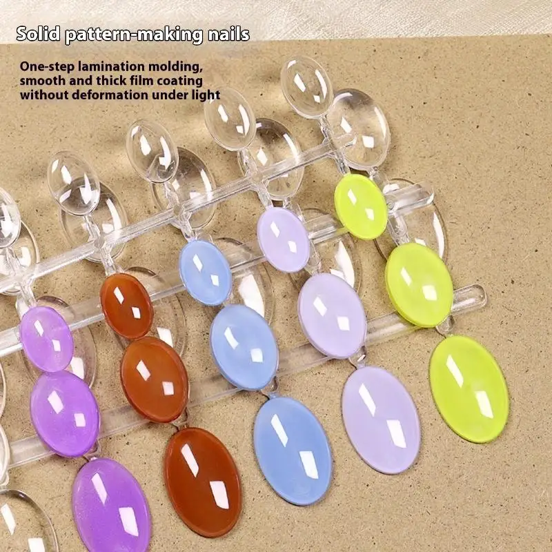 ● 48/120 pièces de nuancier de couleurs de vernis à ongles en verre transparent de forme elliptique, présentoir de couleurs pour manucure, nuancier de couleurs factices pour présentation sur étagère