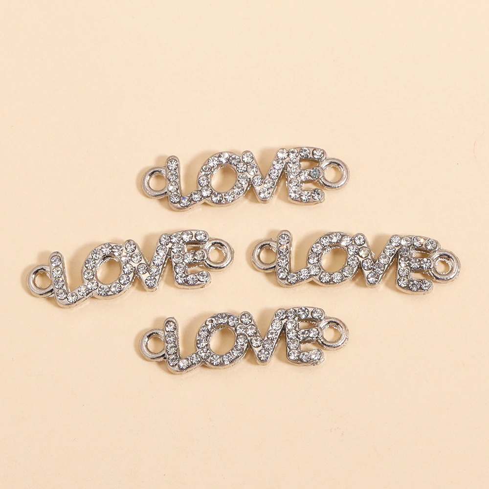 10Pcs Mode Legierung Zirkon Brief LIEBE Stecker Anhänger Für DIY Armband Halskette Handgemachte Schmuck Finden Liefert Gif – Detail 4
