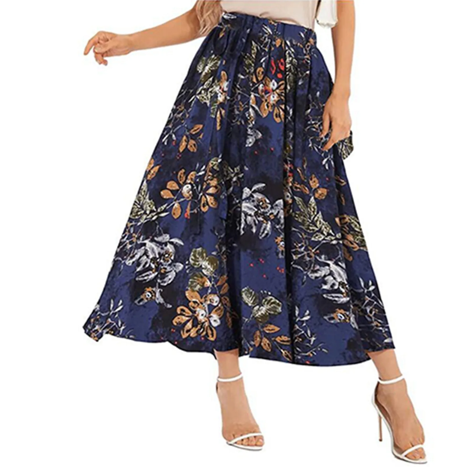 Boheemse Zomerrok Dames Bloemenprint Mode Elegante Vrije Tijd Casual Strandvakantie Rokken Vintage Kleding Met Hoge Taille